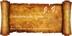 Jakubovics Irma névjegykártya